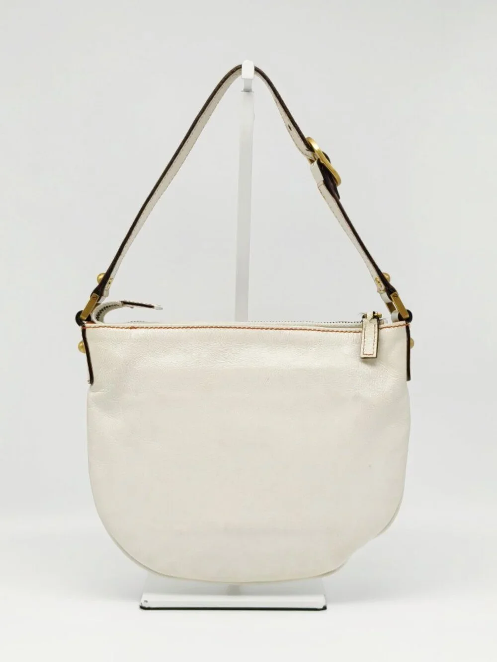 Gucci Britt Leather Hobo Bag Ivory GG Logo Gold Hardware Vintage Shoulder Bag